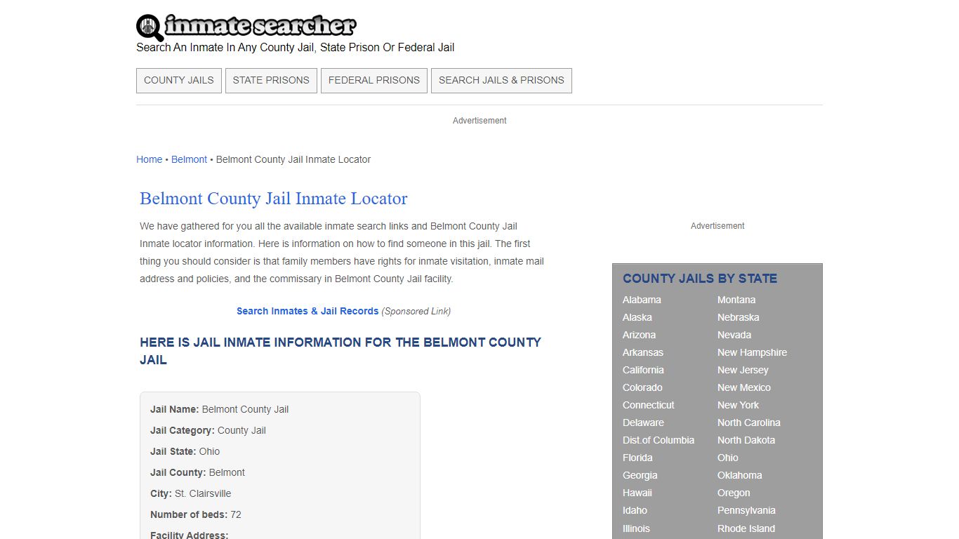 Belmont County Jail Inmate Locator - Inmate Searcher