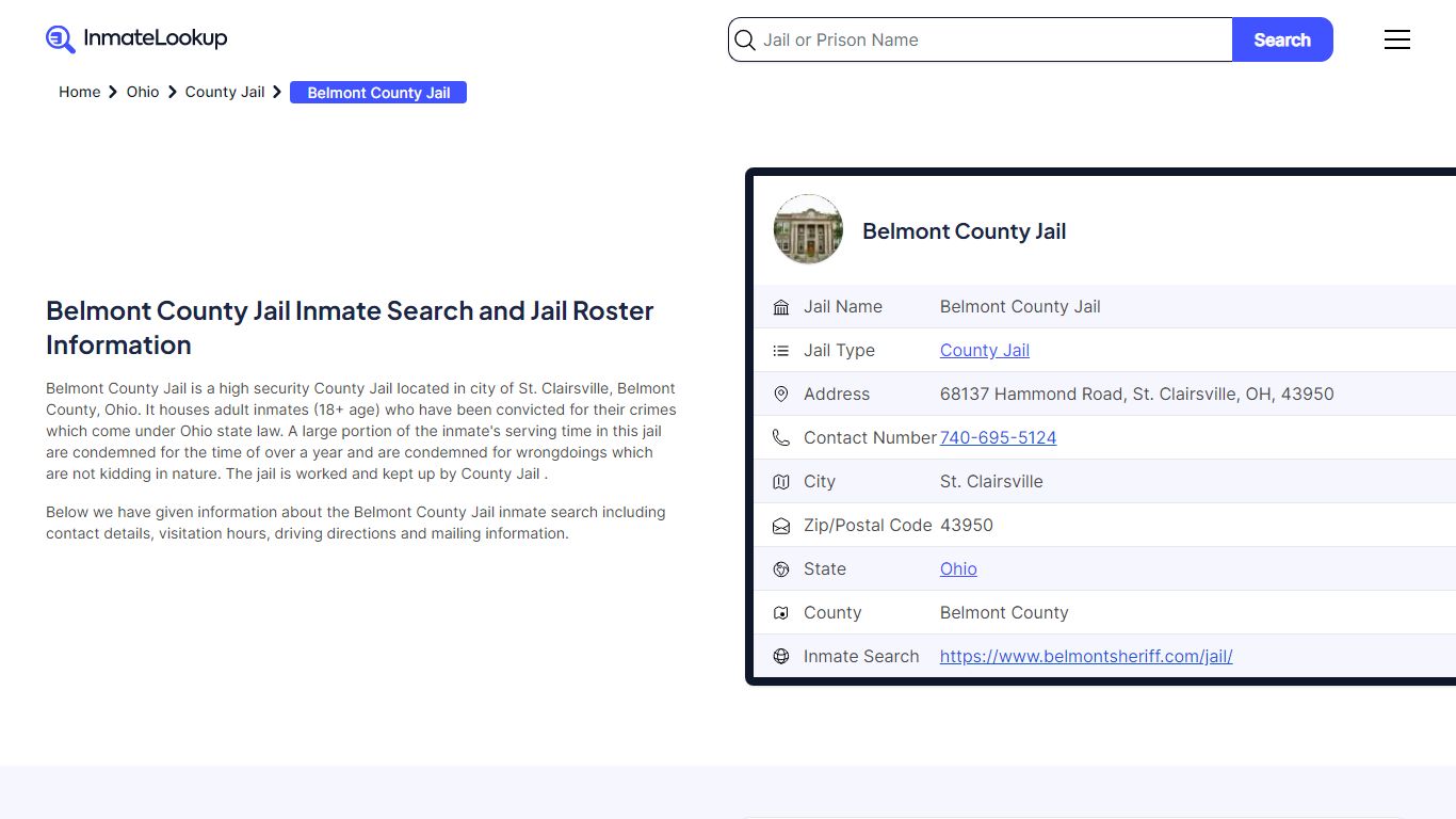 Belmont County Jail (OH) Inmate Search Ohio - Inmate Lookup